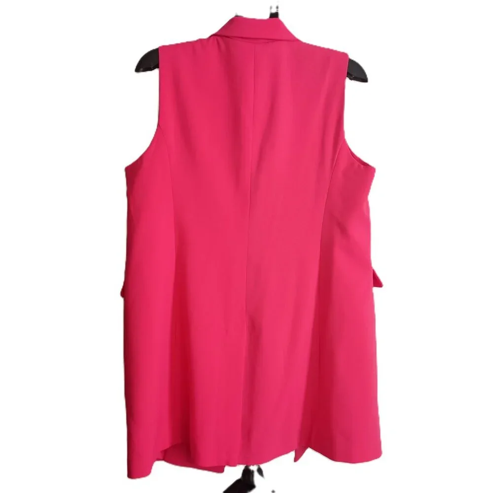 Joie Women’s Hot Pink Open Front Vest with Gold Buttons Size L NWT - Picture 3 of 14